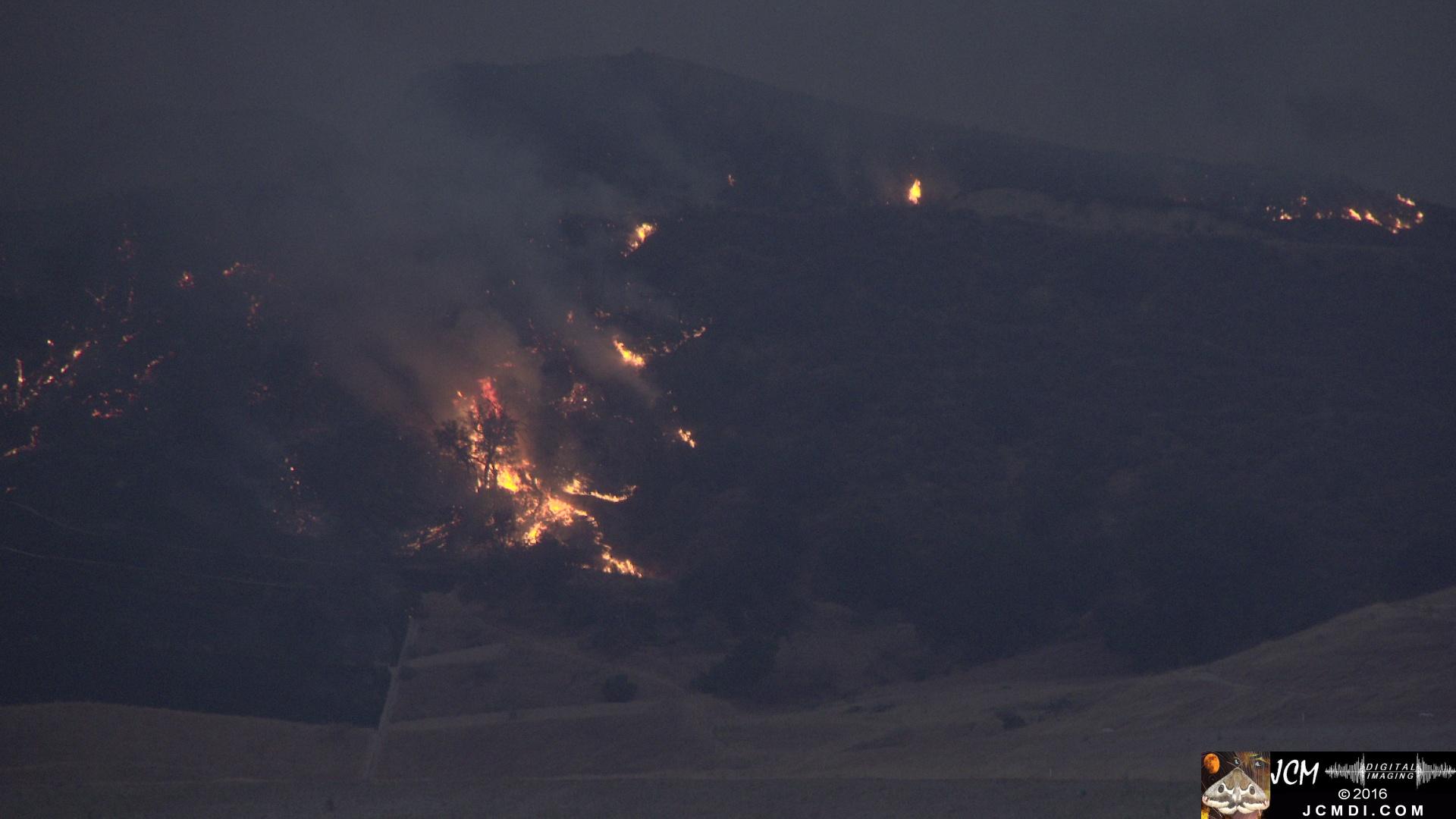 Fire line on hillside at dusk, Sand Fire, Fair Oaks 7-24-2016 JCMDI.COM